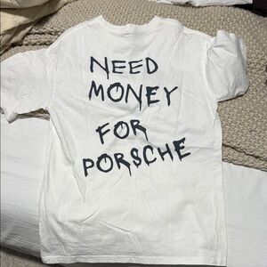 White and Black Short Sleeve Tee Casual Graphic